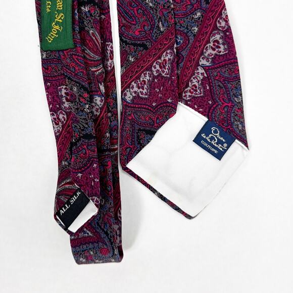 Vintage Oscar de la Renta Silk Tie - Picture 1 of 8